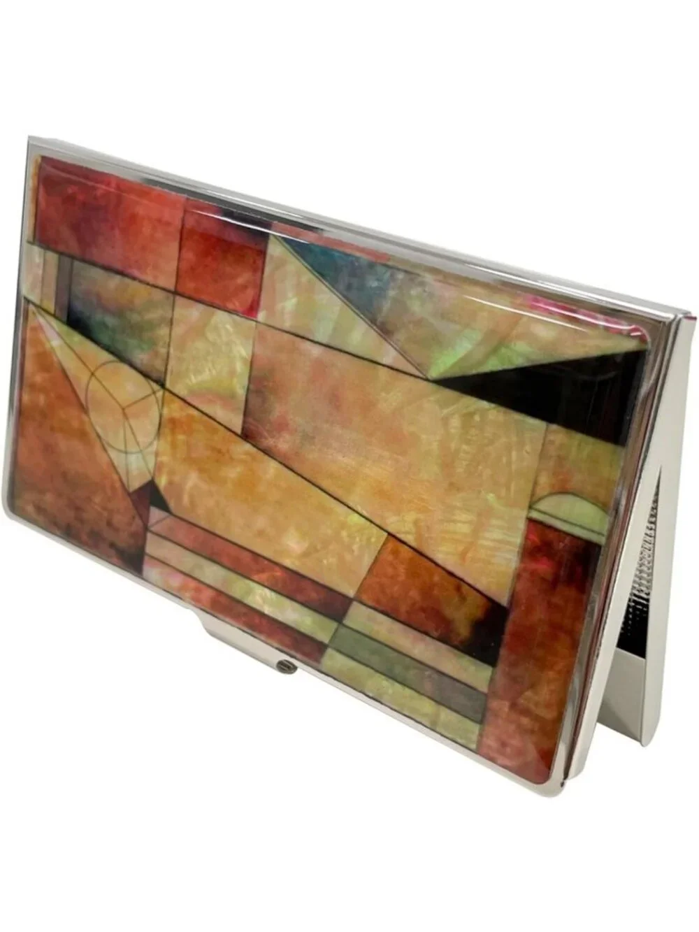 Elegant Mother of Pearl Business Card Holder | Slim Travel Wallet | Engraved